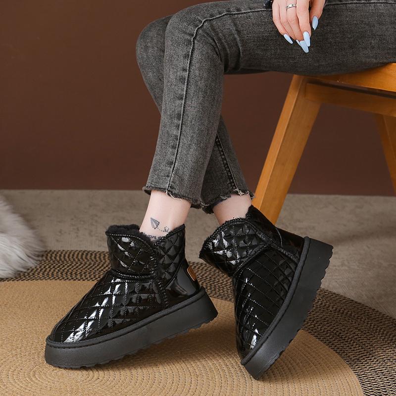 Modă Retro Platformă Piele Moale Cizme de Zăpadă pentru Femei Toamnă Iarnă 2025 Nișă Culoare Solidă Botine de Modă