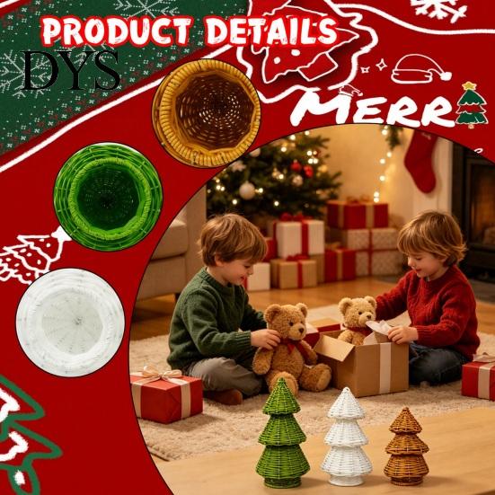 Idee Regalo di Natale Uniche Albero in Rattan Intrecciato a Mano, Ornamento da Tavolo Albero di Natale a Cono, Souvenir Rustici Minimalisti Centrotavola Festivo per Mensola