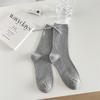 Socks Women'S Solid Color Bow Women'S Socks Double Needle Draw Strips Versatile Stack Of Socks Trendy Gray Socks