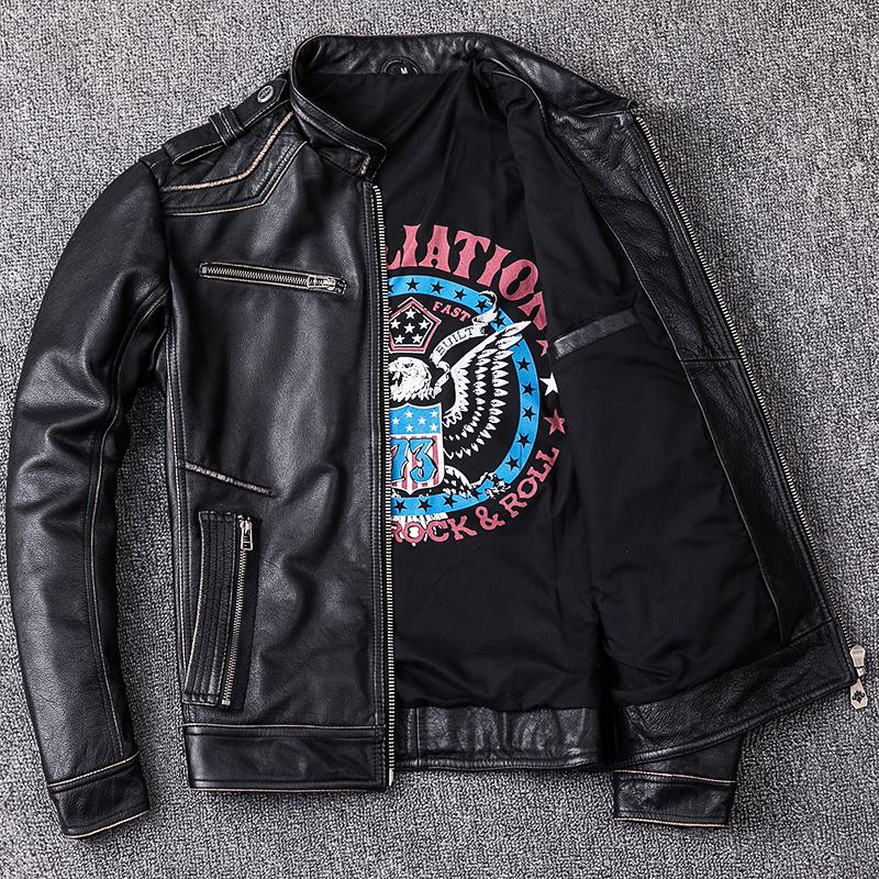 Comprar Jaqueta de couro angustiado masculina, jaqueta vintage
