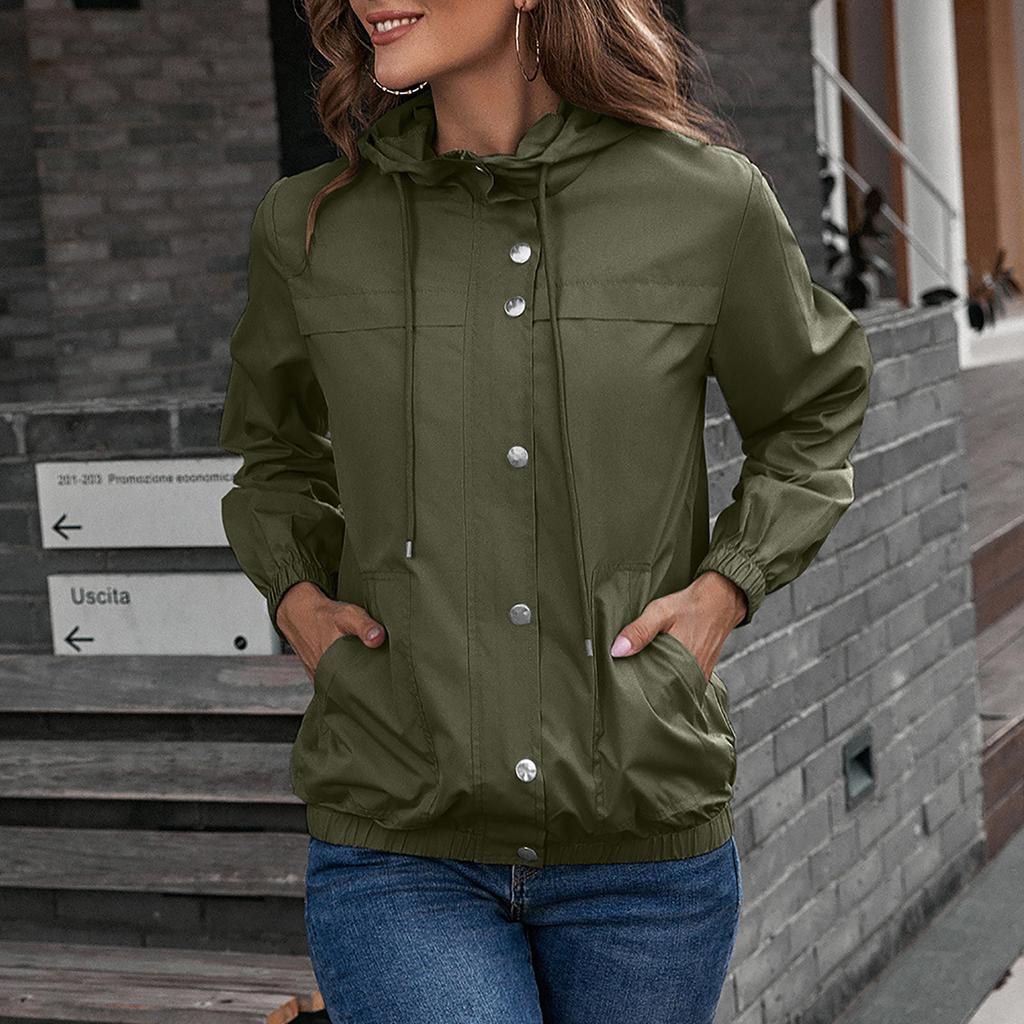 Modische, schlichte, einfarbige Outdoor-Sport-Einreiher-Tasche mit wind- und regenfester Windjacke für Damen