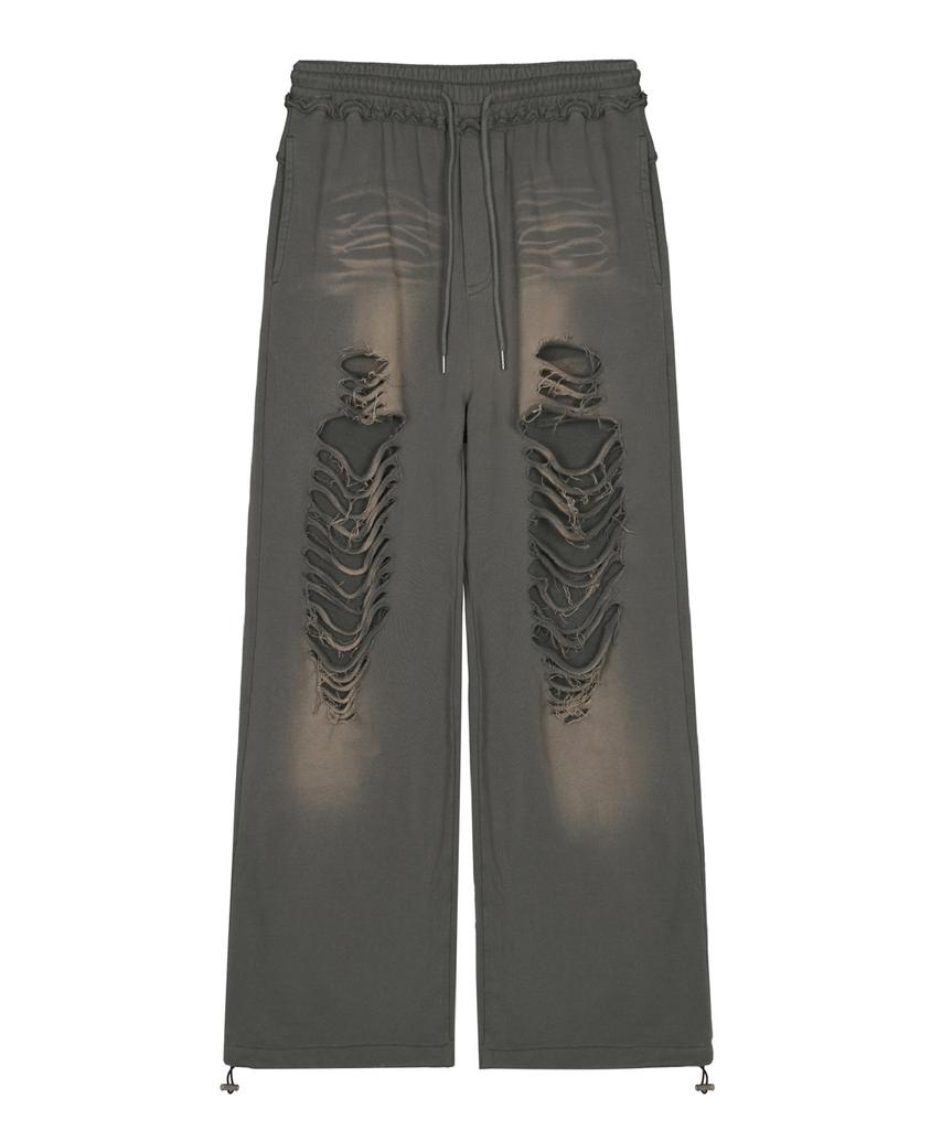 Nigaennikol Destroyed Cotton Lounge Pants_Charcoal
