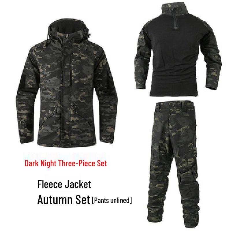Herren- und Damen-Wasserdichte Camouflage-Taktische Jacke Set - Winddicht, mit Plus-Samt, Verdickt für Herbst und Winter.