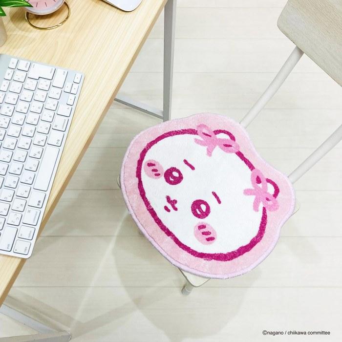 MORIPiLO Chiikawa Entrance Mat - Indoor, Small, Cute, Approx. 40cm (Ribbon Pink) - 31 x 37 cm