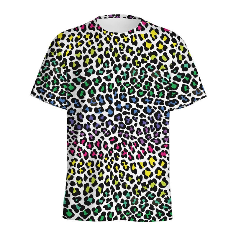 Kolorowe Koszulki z Nadrukiem Pantery 3D Letnie Okrągły Dekolt Krótki Rękaw Codzienne Uliczne Harajuku Luźne Koszulki Unisex Męskie i Damskie