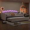 Day Bed 90x200cm with Extendable Bed Sofa Single Flat (without Mattress) Velvet Color-Changing Ambient Light Remote Control Minimalist