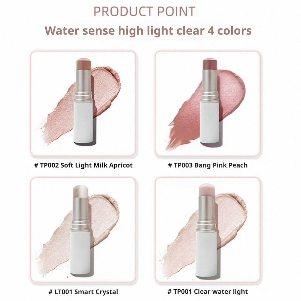 10g Cream Blush Stick Sheer Shimmer Highlighter Stick Long Lasting Waterproof Sweat Proof Portable Twist Up For Face Cheeks Eyes