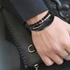 2026 New Fashion Beads Volcanic Lava Stone Bracelet for Men Leather Male Bracelet with Stainless Steel Magnet Men Jewelry Gift