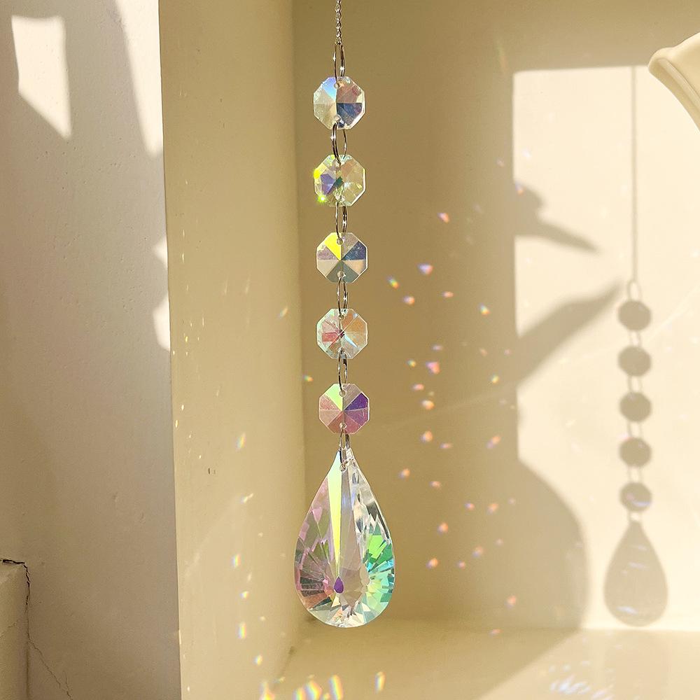 Crystal Crafts 9-Piece AB Color Pendant and Wind Chime Garden Ornaments Set