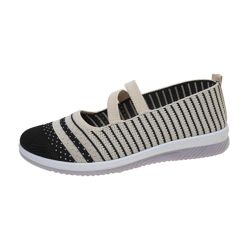 Fashion 2025 New Striped Knitted Platform Sneakers Women Breathable Mesh Non Slip Sports Shoes Woman Comfort Slip On Walking Shoes Mujer