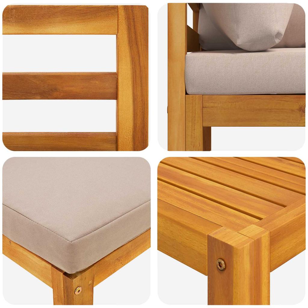 Sofa Set 7 Pieces Natural Solid Acacia Wood