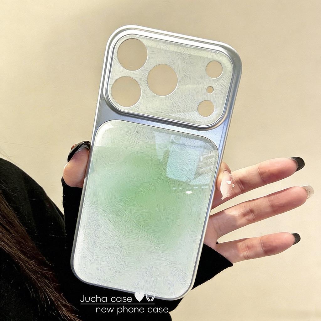 Applicable To Apple 17Pro Mobile Phone Case Korean New Iphone16 Art Internet Celebrity Ins All-inclusive Oil Painting Smudge Green