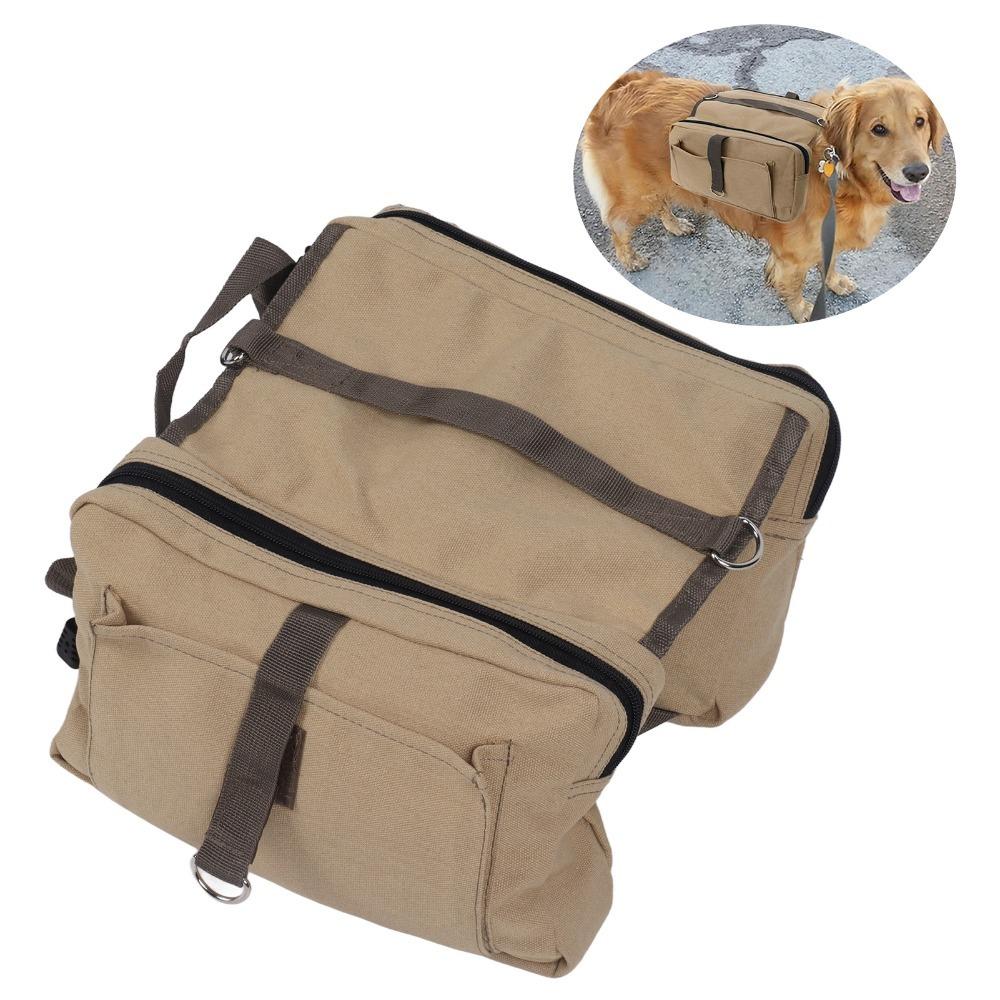 Soft Canvas Dog Hiking Pack Breathable Mesh Dog Camping Pannier Pet Self Carry Bag Daily Walking