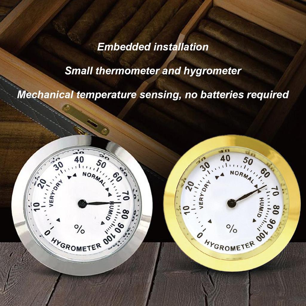 Analog Hygrometer Humidity Meter High Precision Round Sensor  Humidity Monitor for Humidor Cabinet Guitar Case, Cigar Care