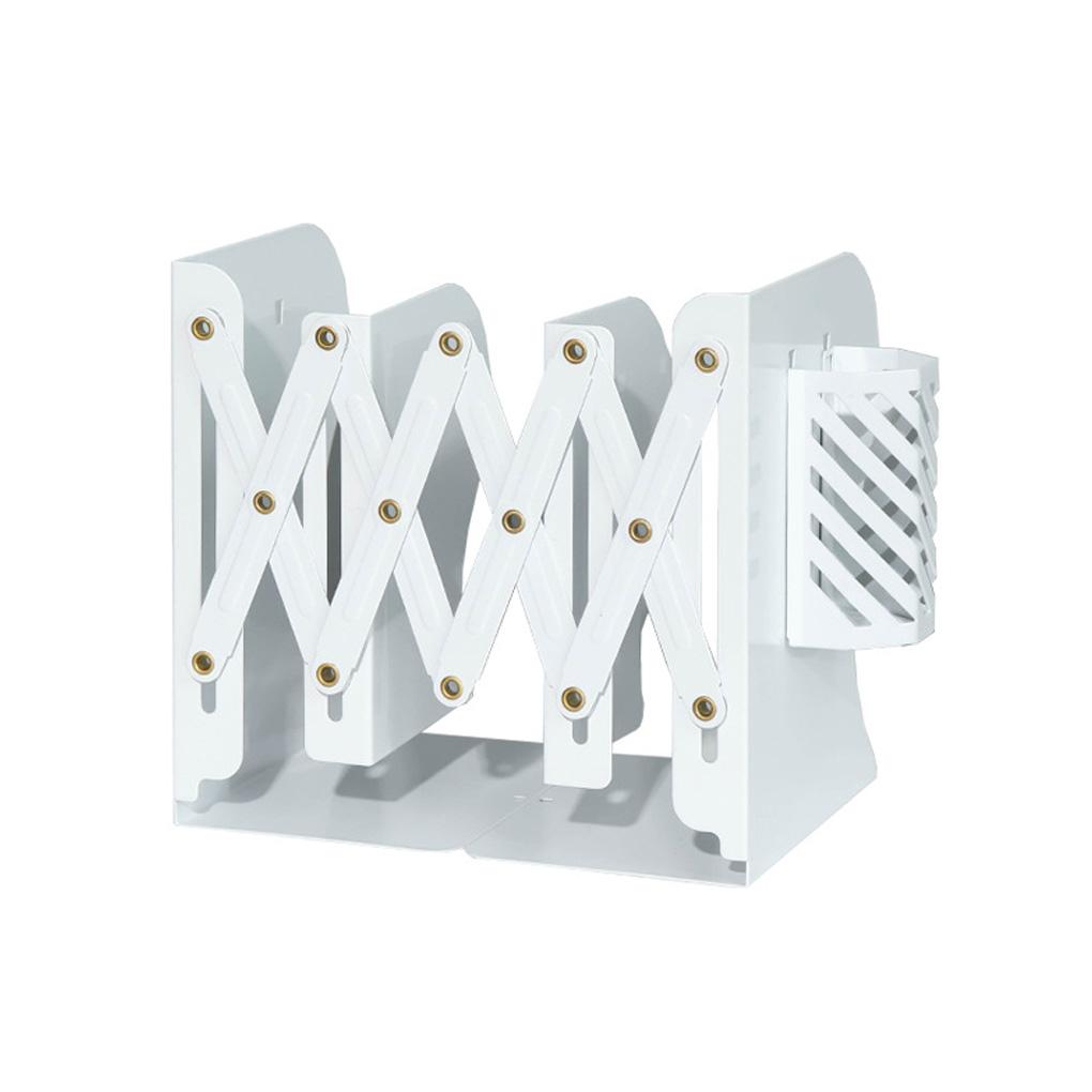 Bookend Stretchable Adjustable Anti-rust Book End with Pencil Holder