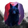 2024 men's fashion print round neck long sleeve party autumn sports casual pullover men 3d lonely wolf blue print tops