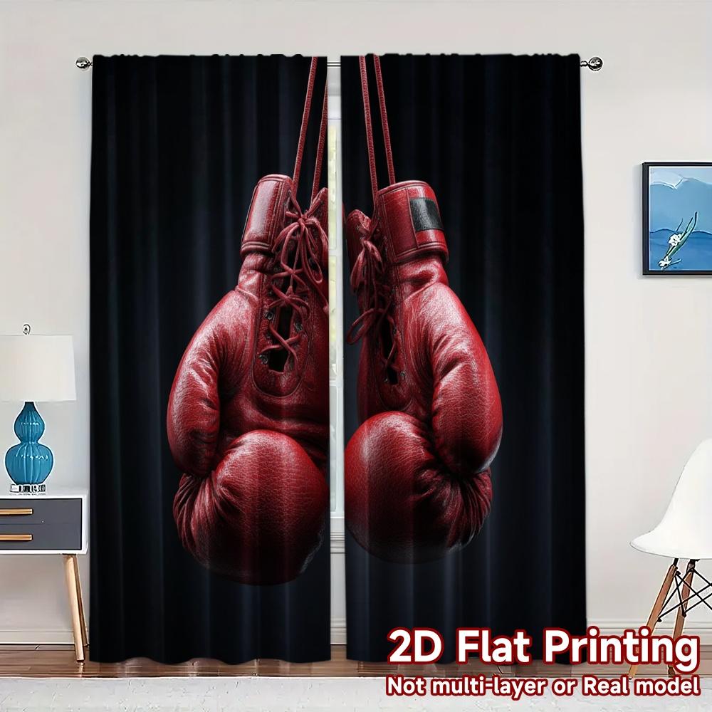 

Набор из 2 плоских печатных штор без карниза Boxing Passion Популярная штора Универсальный Полиэстер Подарки Подходящие Сделанные W100*H70(CM)-Grommet top&2PCS