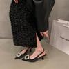 Stiletto High Heels Temperament Socialite Black Bag Head Sandals Fairy Shoes 2025 New Spring and Summer Pointed Single Shoes