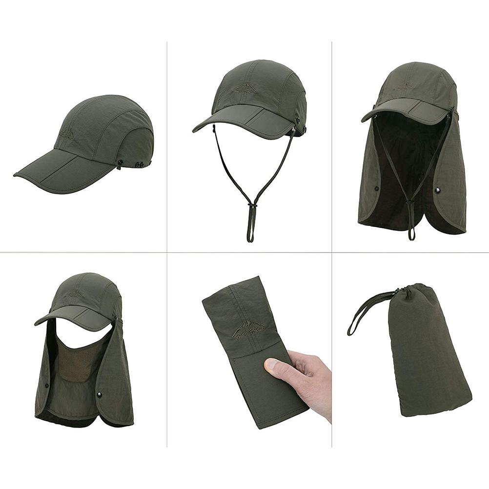 Detachable Sun Hat with Neck Face Flap Cover Outdoor Fishing Hats Sun Protection Visor