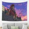 Cold Night Tapestry  Boys and Cats on the StairsColorful Sky and Gentle BreezeComfortable Relaxing and Warm Home Decoration