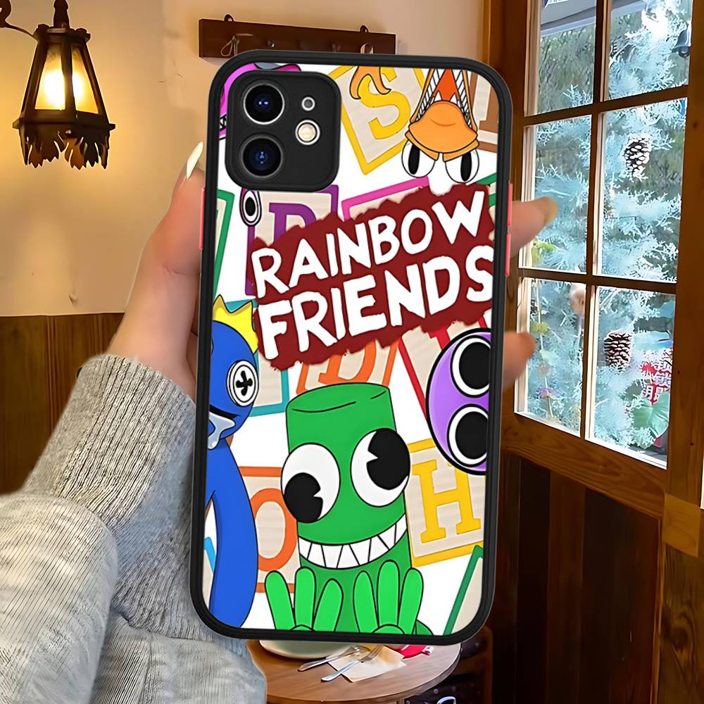 Cartoon R-Rainbow Friends For IPhone 16 15 13 12 14 11 Pro Max X XS MAX Color Case Matte Silicone Phone Cover