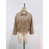Women's Tweed Lapel Jacket: 2025 Spring/Autumn Fashion with Waist-Cinching Pleats and Zipper.