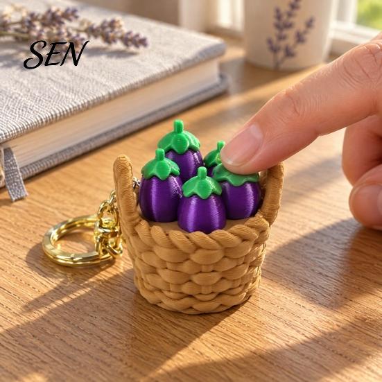 Miniature Desk Toys 3D Printed Mini Vegetable Basket Keychain, Cute Simulated Pendant, Unique Gifts for Friends Portable Stress Relief Clicker