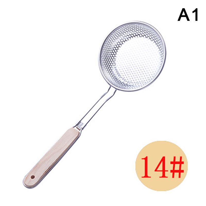 Wooden Handle Stainless Colander Pasta Noodle Strainer Skimmer Spoon Oil Pot Food Filter Strainer Cooking Outdoor Tableware