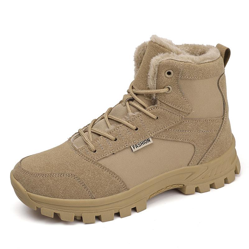 Winter Warm Military Boots Men's Outdoor High-top Sneakers Hiking Shoes Cold-proof Snow Boots Large Size Velvet Men's Shoes