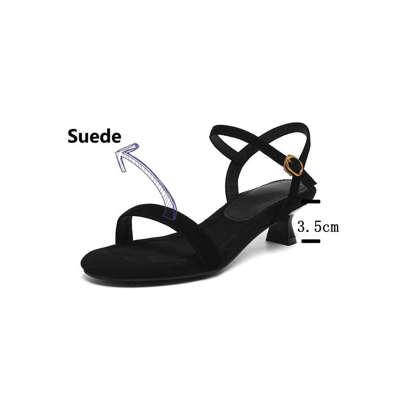 Krazing Pot Cow Skin Thin Med Heels Concise Style Summer Size 42 Basic Clothing Dating Women Sandals