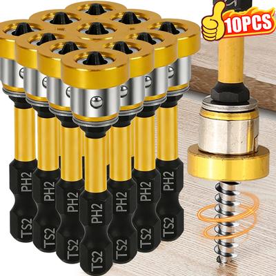 10/1PC Magnetic Screwdriver Bit for Plasterboard Positioning PH2 Hex Shank Batch Head Drywall Locating Screw Bits Drilling Tools