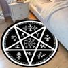 Schwarz-Weißes Pentagramm Runen Runder Teppich, Rutschfeste Wohnzimmer Matte, Dekorativer Teppich für Tarot-Raum und Schlafzimmer