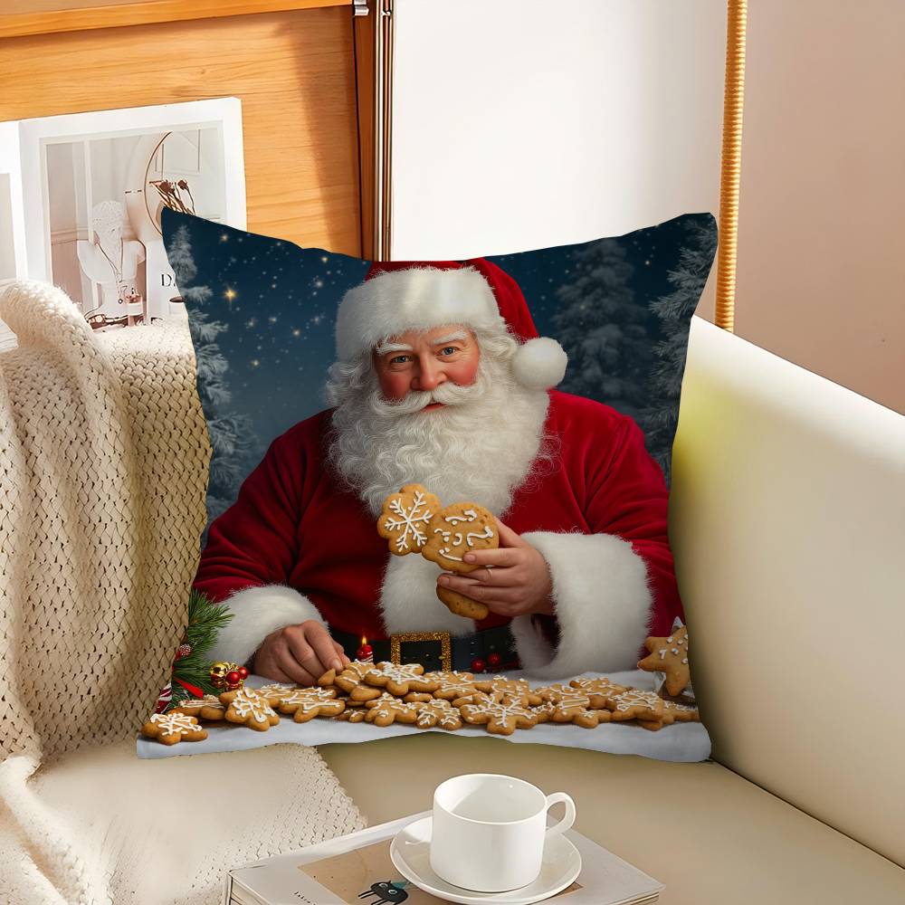 

Christmas Eve Celebration With Santa Claus Stitch Lucky Dragon Pillow Cover Sofa Cushion Cover Home Decoration Children Gift 16x16Inch
