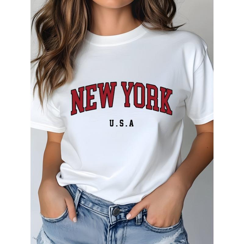 New York Graphic Print T-Shirt Women's Casual Short Sleeve T-Shirt