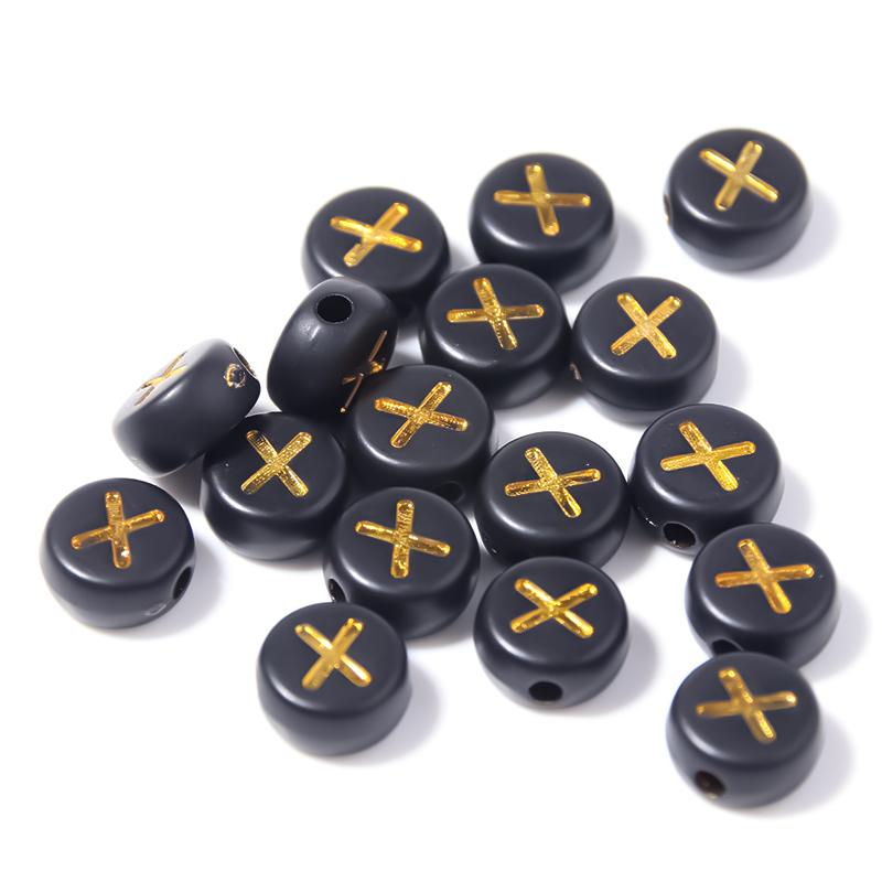 100pcs Black Color Acrylic Letter Beads A-Z Round Flat Alphabet Spacer Bead for Jewelry Making DIY Bracelet Necklace Charms