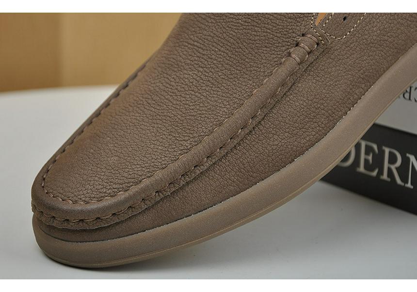 Men's Retro Hand-rubbed Crazy Horse Leather Slip-on Loafers - Casual, Comfortable, Soft & Elastic.
