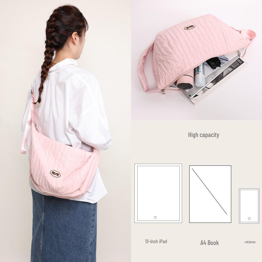Korean Wrinkled Canvas Dumpling Bag - Versatile Large-Capacity Shoulder & Messenger Bag for Women