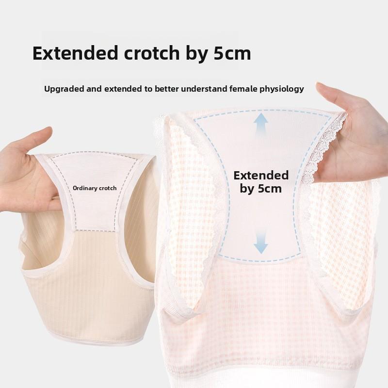 Large Size Women's Spring and Summer Plaid 10a Antibacterial Extended Crotch Triangle Briefs