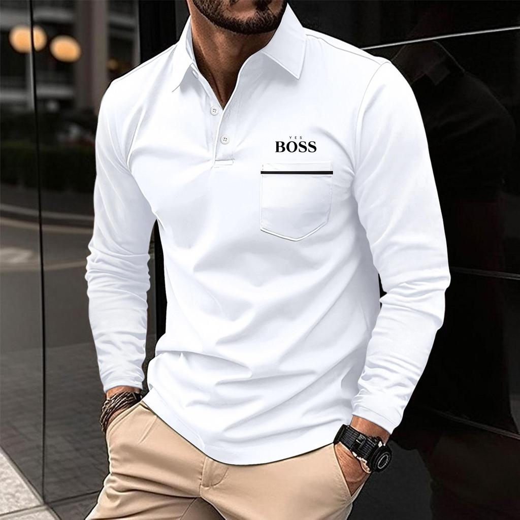 Spring and Autumn Plus Size POLO Shirt Button Pocket Men's Sports Polo Shirt Large Size Polo Shirt