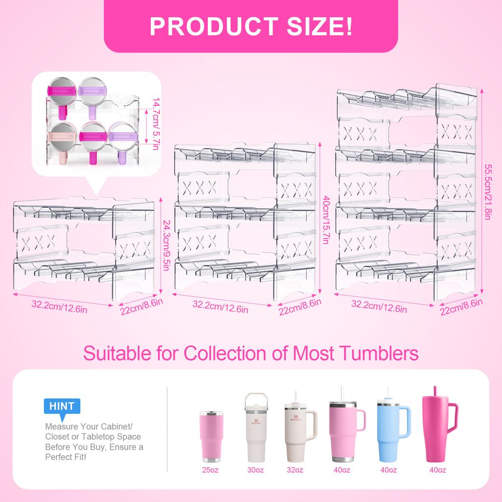Tumbler Organizer For Stanley 40oz Water Bottle Organizer Stackable Beverage Rack Water Bottle Holder Cabinet Storage Shelf