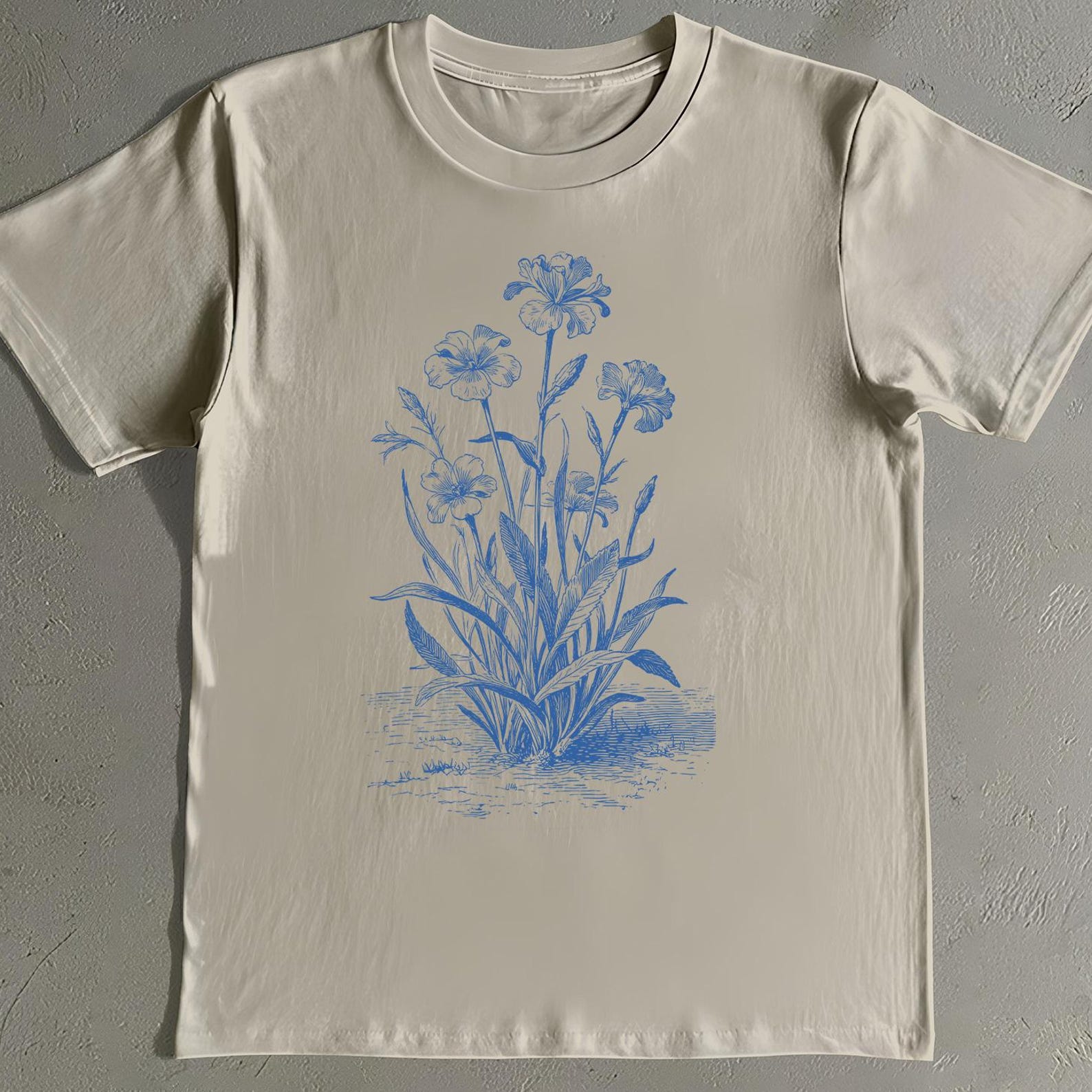 Blue Wildflower Shirt - Vintage Botanical T-Shirt 3XL