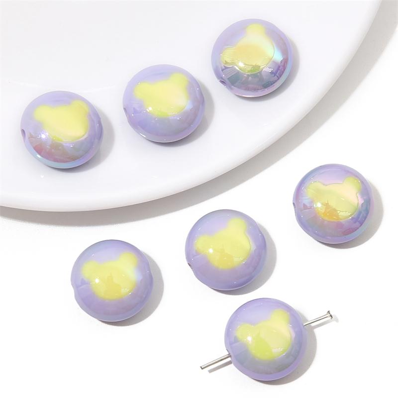 Akrylové pokovené barevné makaróny Vícebarevné krémové korálky s medvídky pro DIY Náhrdelník Náramek Náušnice Výroba šperků