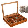 Tea Bag Storage 12-Compartments Wooden Box Tea Storage Organizer with Clear Lid for Home Kitchen Coffee Pantry Snack Packet