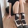 Women's Summer Lace Bow Mesh Socks - Vertical Pattern, Fishnet, Short Calf Length