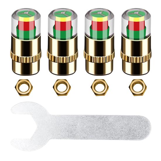 Car Tire Pressure Monitor Valve 36 PSI 2.4 Bar Tire Pressure Sensor Stem Caps for Cars Visual Tri-Color Alarm Easy To Read Tire Pressure Indicator