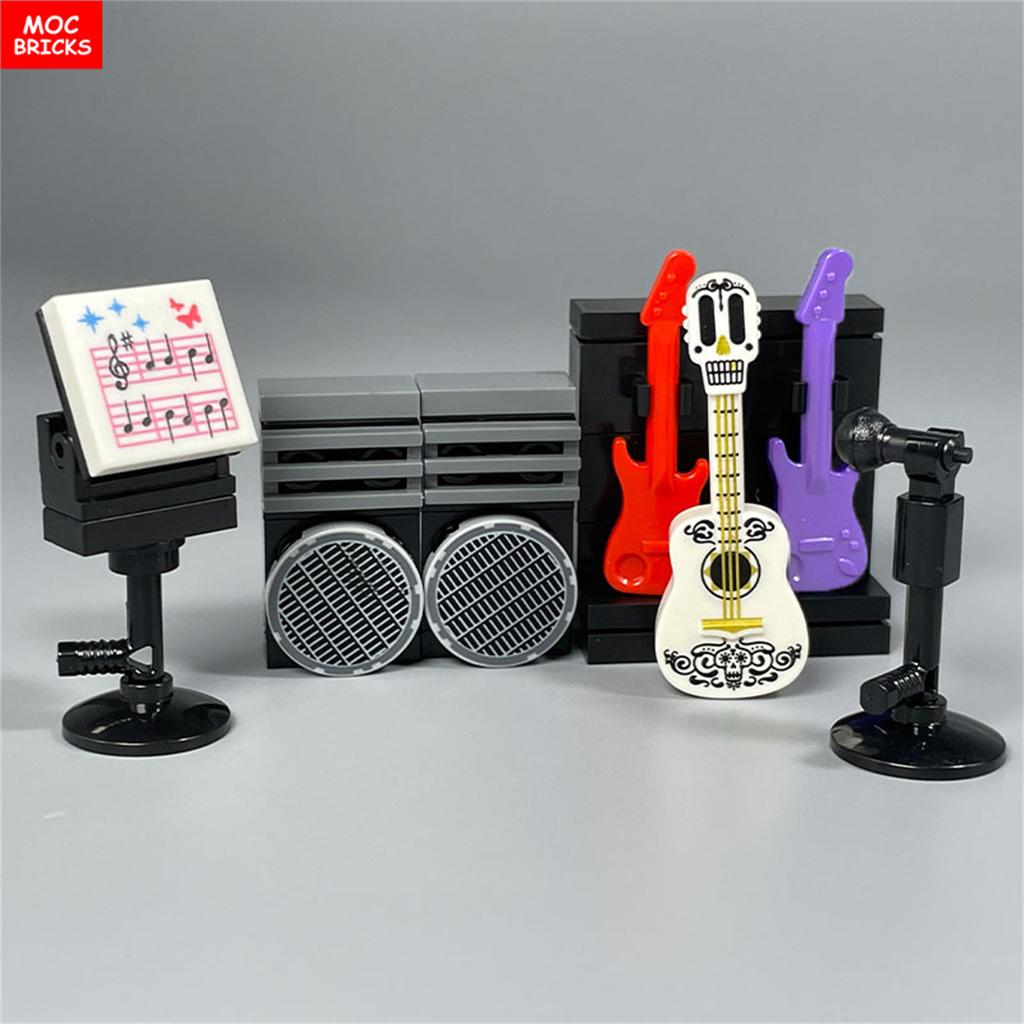 Non-Toxic Moc Bricks Suona Horn Music Score Singer Saxophone Bass Figure Musical Instruments Educatinal Building Blocks Kids Children Toys