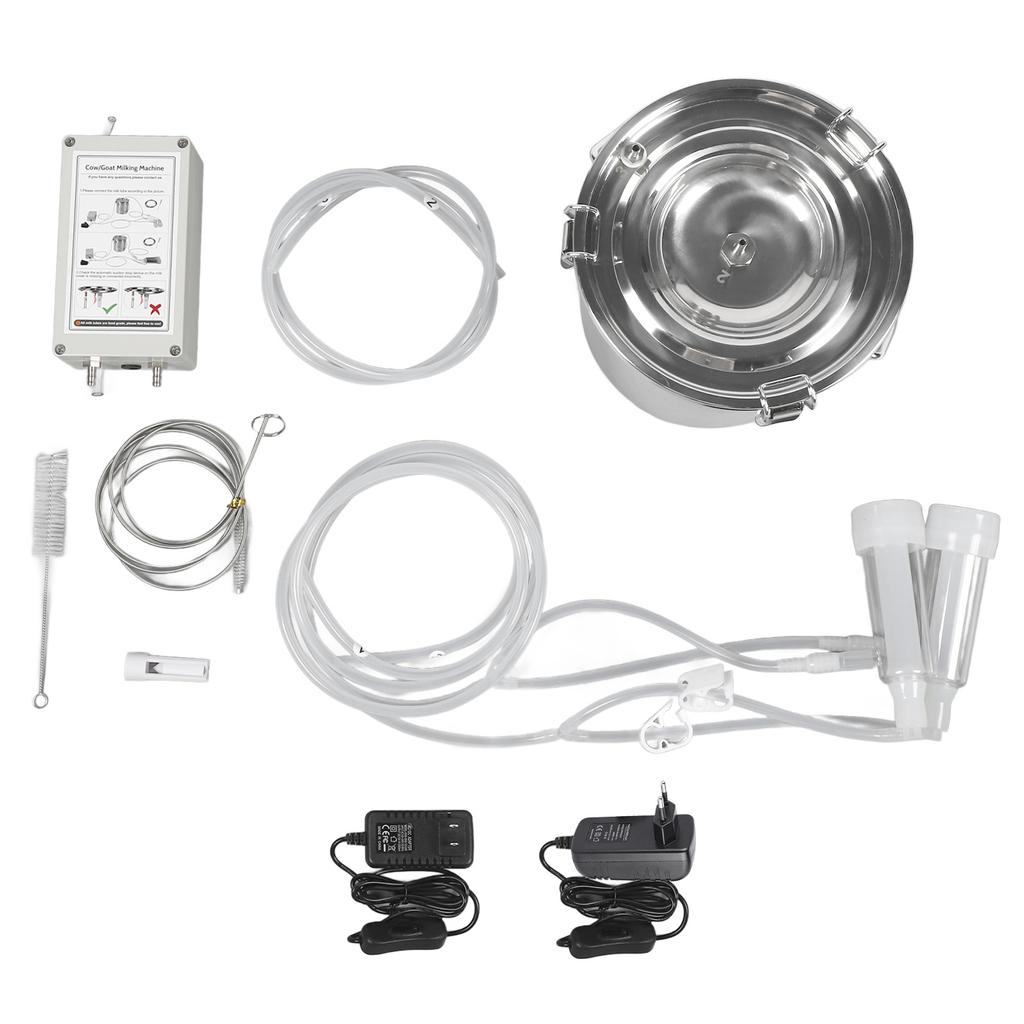 7L Goat Milking Machine Stainless Steel Portable Pulsation Electric Milker Machine Overflow Proof