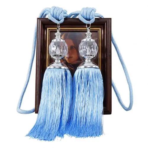 1Pair Retro Style Euro Faux Crystal Tassels Fringe Curtain Tieback Bandage Rope Window Drapes Decoration