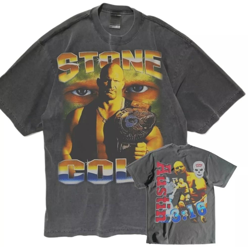 Stone Cold On A Shaka T-Shirt, 2 Side Print Stone Cold T-shirt, Wrestling Shirt Unisex T-Shirt XL