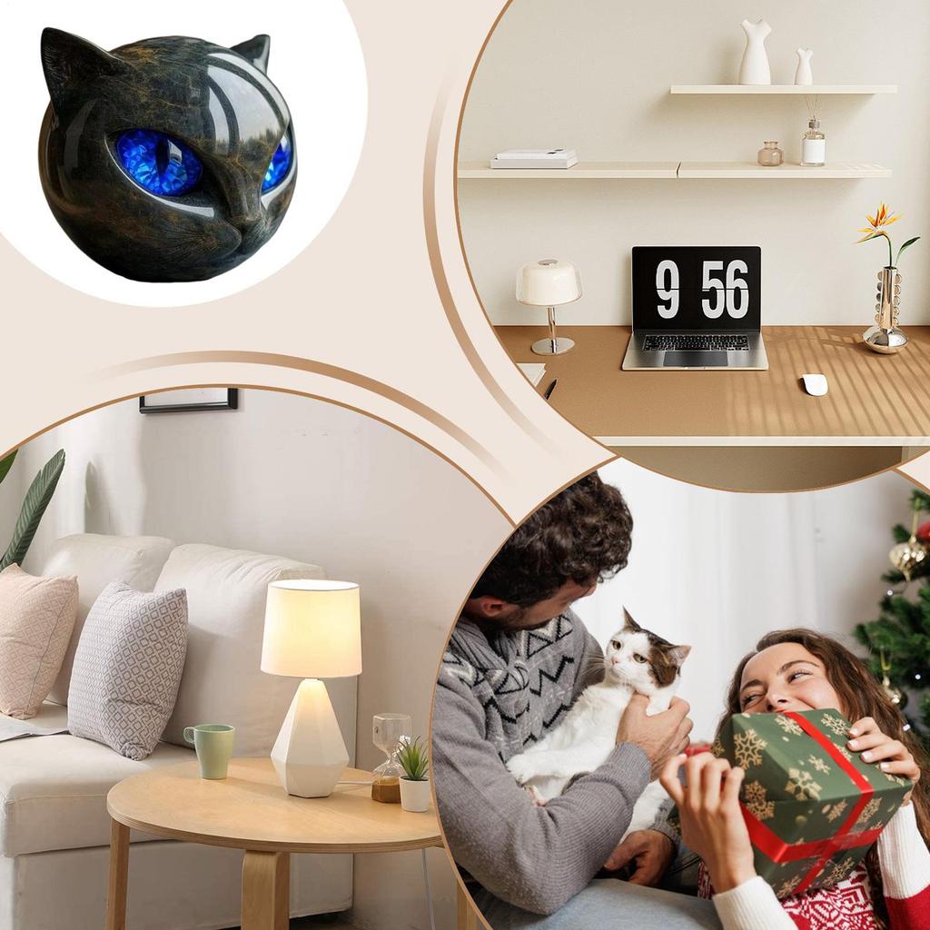 Cat Statues Black Cat Stone Sculpture Luxury Black Cat Stone Sculpture Kitten Keepsake Sculpture Halloween Desktop Decor